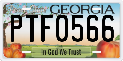GA license plate PTF0566