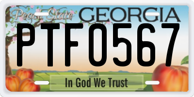 GA license plate PTF0567