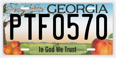 GA license plate PTF0570