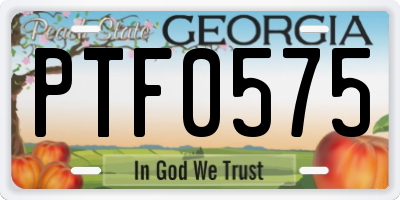 GA license plate PTF0575