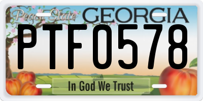GA license plate PTF0578