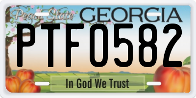 GA license plate PTF0582