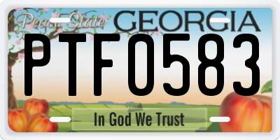 GA license plate PTF0583