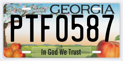 GA license plate PTF0587
