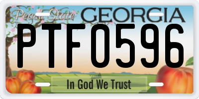 GA license plate PTF0596