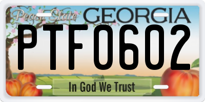 GA license plate PTF0602