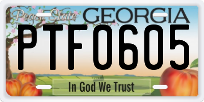 GA license plate PTF0605