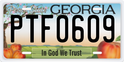 GA license plate PTF0609