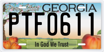 GA license plate PTF0611