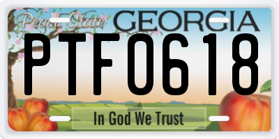 GA license plate PTF0618