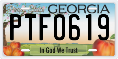 GA license plate PTF0619