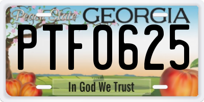 GA license plate PTF0625