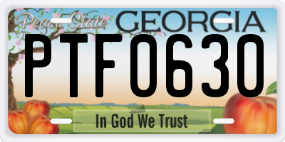 GA license plate PTF0630
