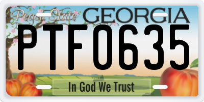 GA license plate PTF0635