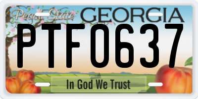GA license plate PTF0637
