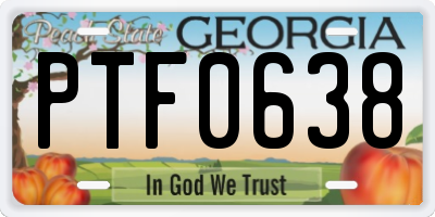 GA license plate PTF0638