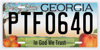 GA license plate PTF0640