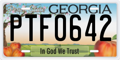 GA license plate PTF0642