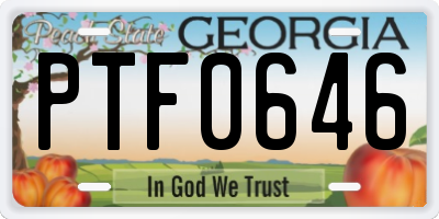 GA license plate PTF0646