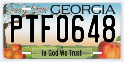 GA license plate PTF0648