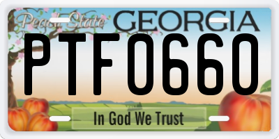 GA license plate PTF0660