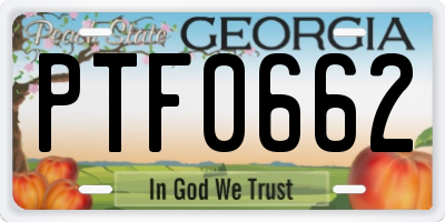 GA license plate PTF0662