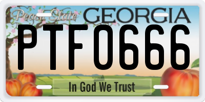 GA license plate PTF0666