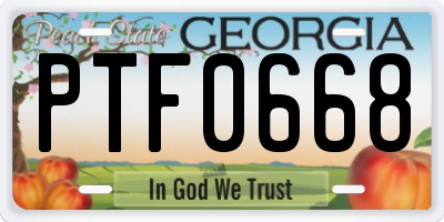 GA license plate PTF0668