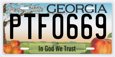 GA license plate PTF0669
