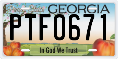 GA license plate PTF0671