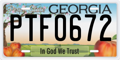 GA license plate PTF0672
