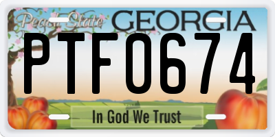 GA license plate PTF0674