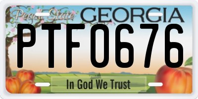 GA license plate PTF0676