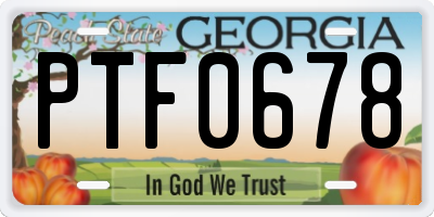 GA license plate PTF0678