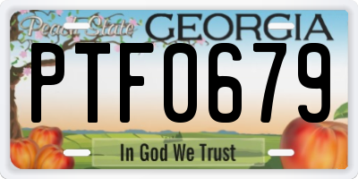 GA license plate PTF0679
