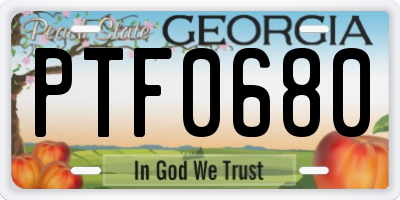 GA license plate PTF0680