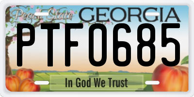 GA license plate PTF0685