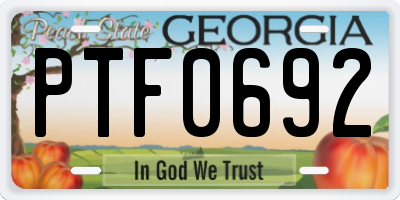 GA license plate PTF0692