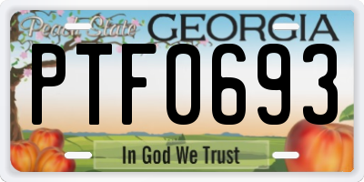 GA license plate PTF0693