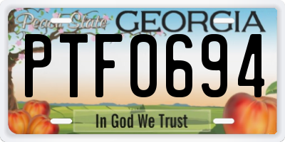 GA license plate PTF0694