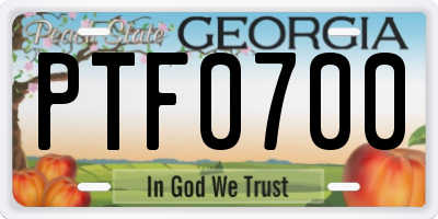 GA license plate PTF0700
