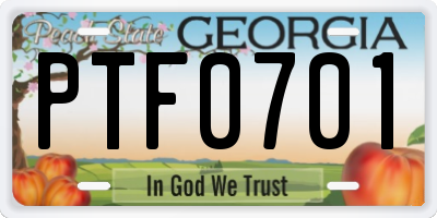 GA license plate PTF0701
