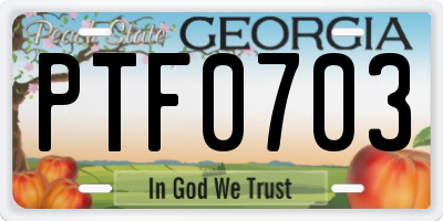 GA license plate PTF0703