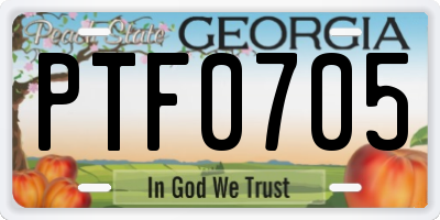 GA license plate PTF0705