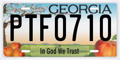 GA license plate PTF0710
