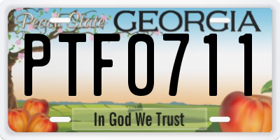 GA license plate PTF0711