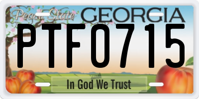 GA license plate PTF0715