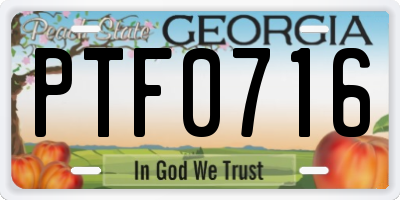 GA license plate PTF0716
