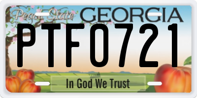 GA license plate PTF0721