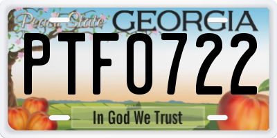 GA license plate PTF0722